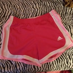 Pink adidas workout shorts